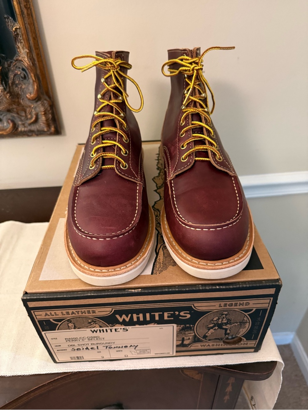 White’s Perry Select 6” Burgundy Leather Moc Toe Boots - Picture 10 of 11
